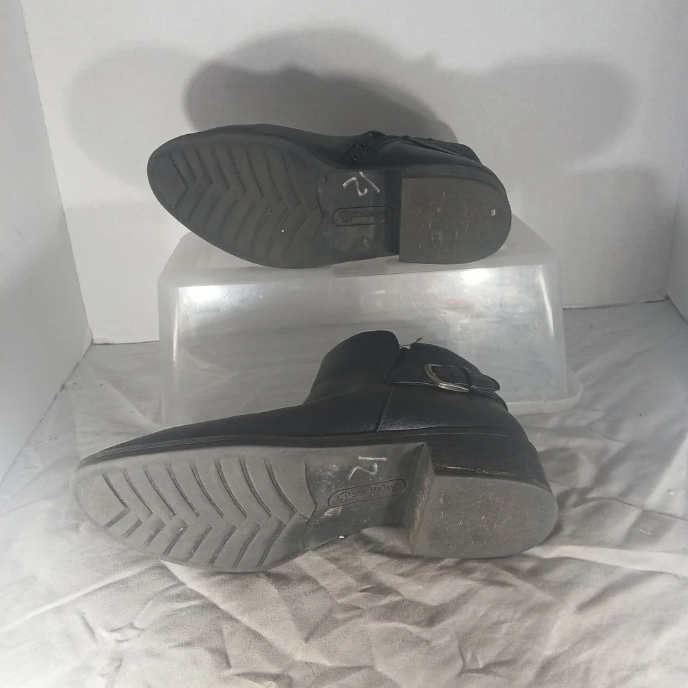 Baretraps Marconi‎ Ankle Boots 7.5M Black Buckle Snakeskin Block Heel Booties